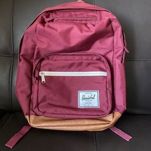 Herschel Burgundy brown leather backpack